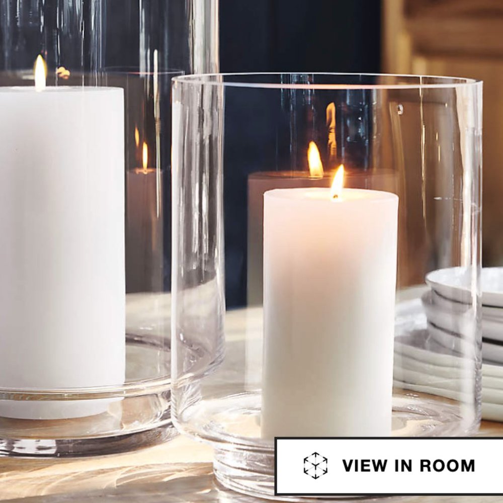 A Pair of Crate & Barrell Taylor Glass Hurricanes - NEW